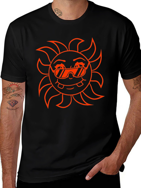 Cool Sun Graphic Tee - Black Cotton T-Shirt