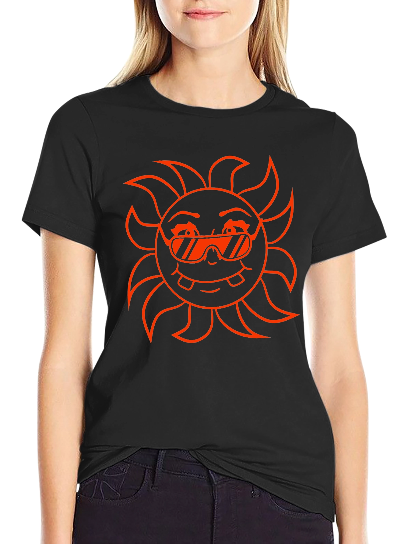 Cool Sun Graphic Tee - Black Cotton T-Shirt