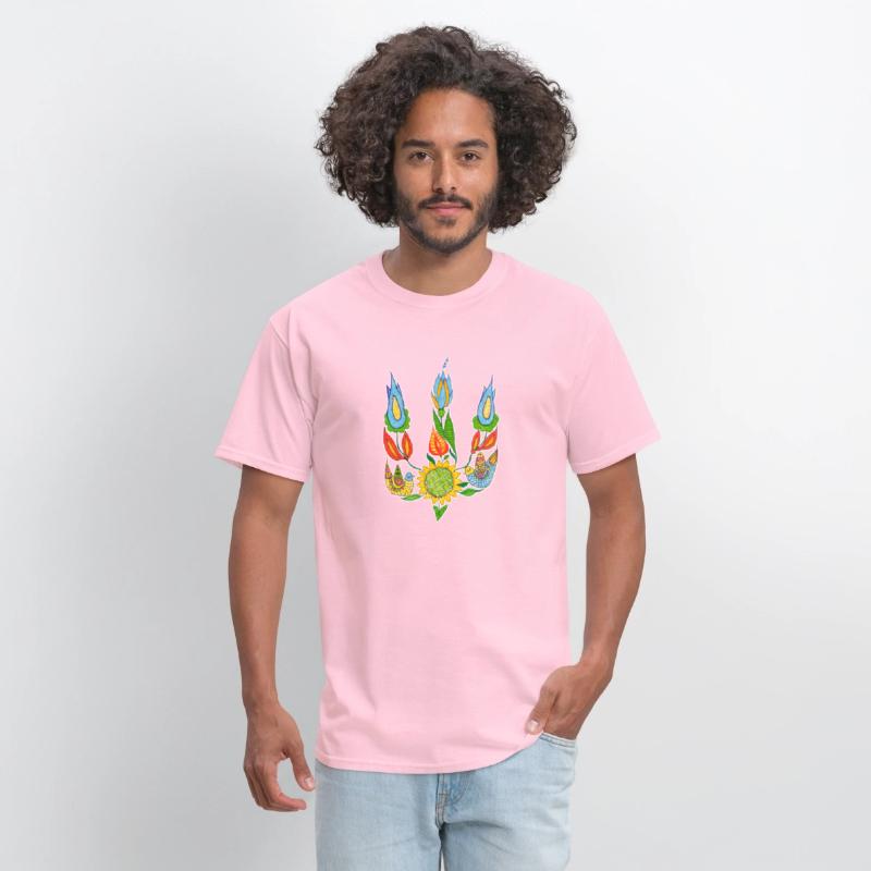 Ukrainian trident, Floral pattern, UA symbol.