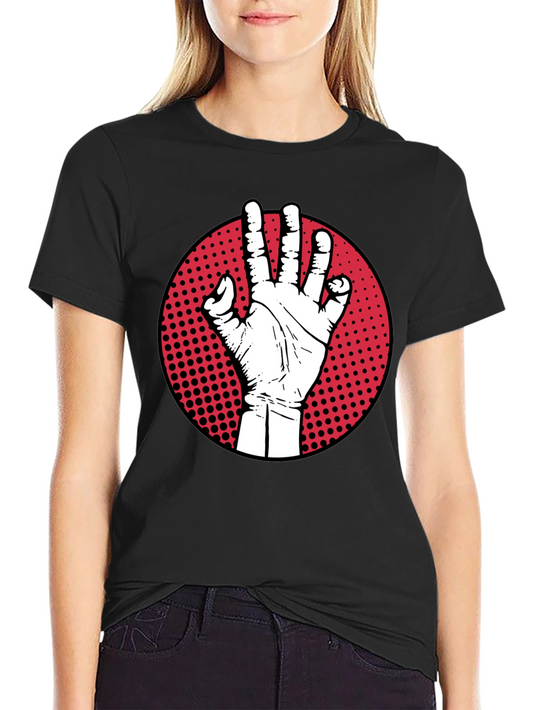 Hand Gesture Graphic Tee - Modern Casual Shirt
