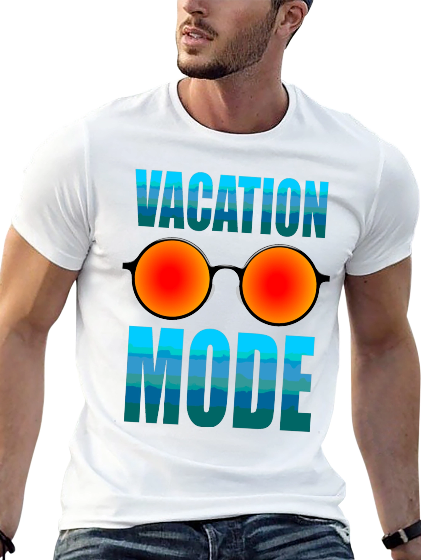 Vacation Mode T-Shirt with Sunglasses Graphic - Relaxed Fit