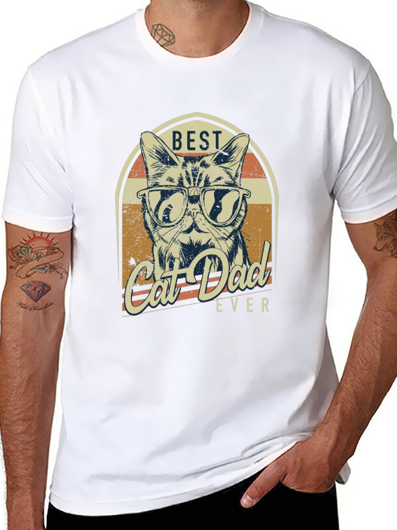 Best Cat Dad Ever Graphic T-Shirt