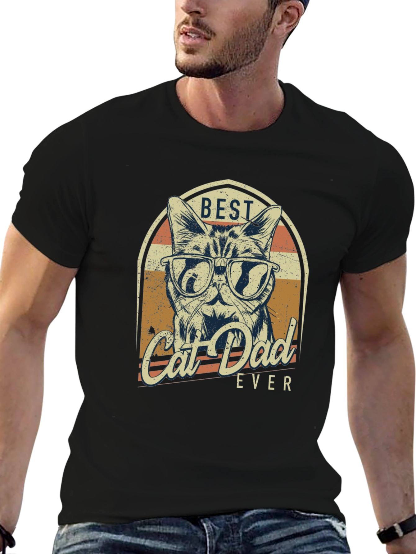 Best Cat Dad Ever Graphic T-Shirt