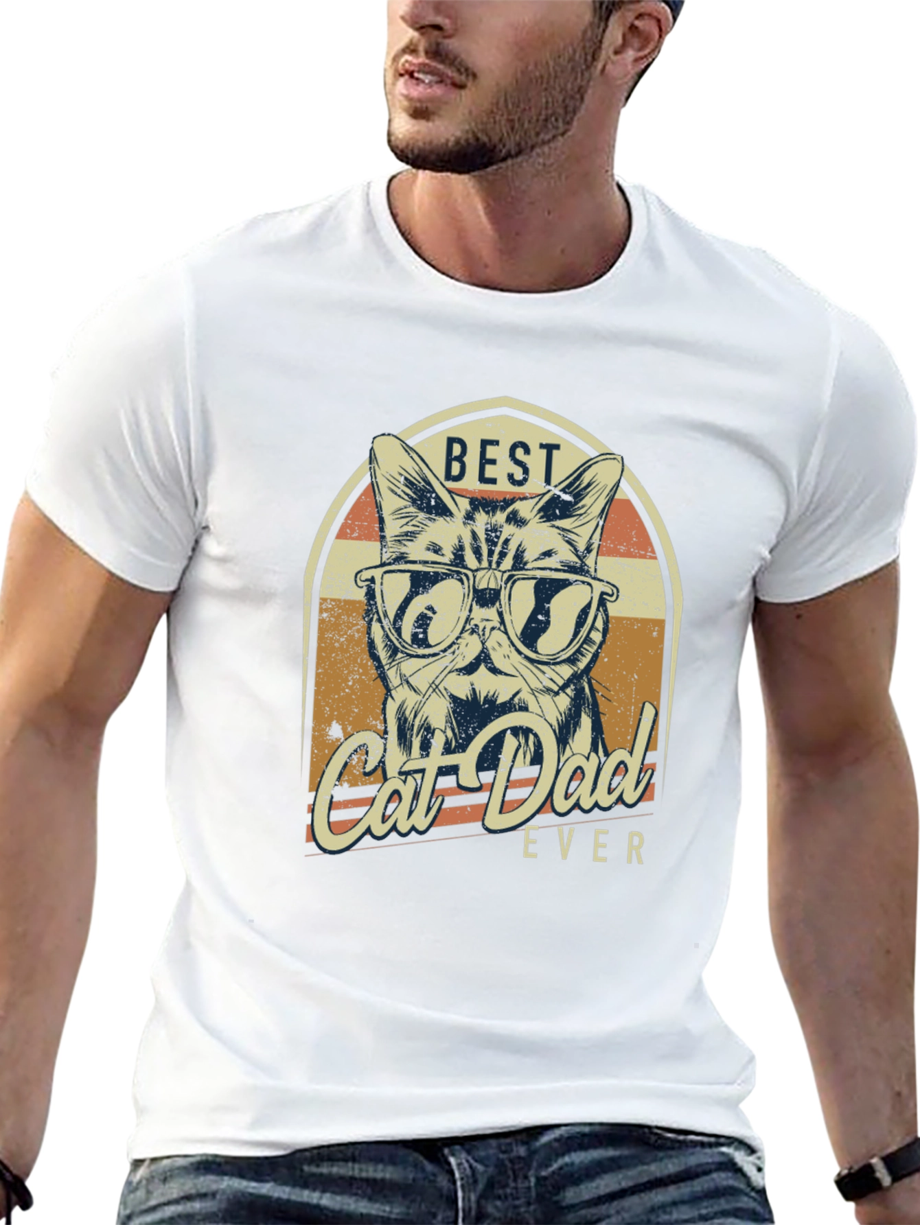 Best Cat Dad Ever Graphic T-Shirt