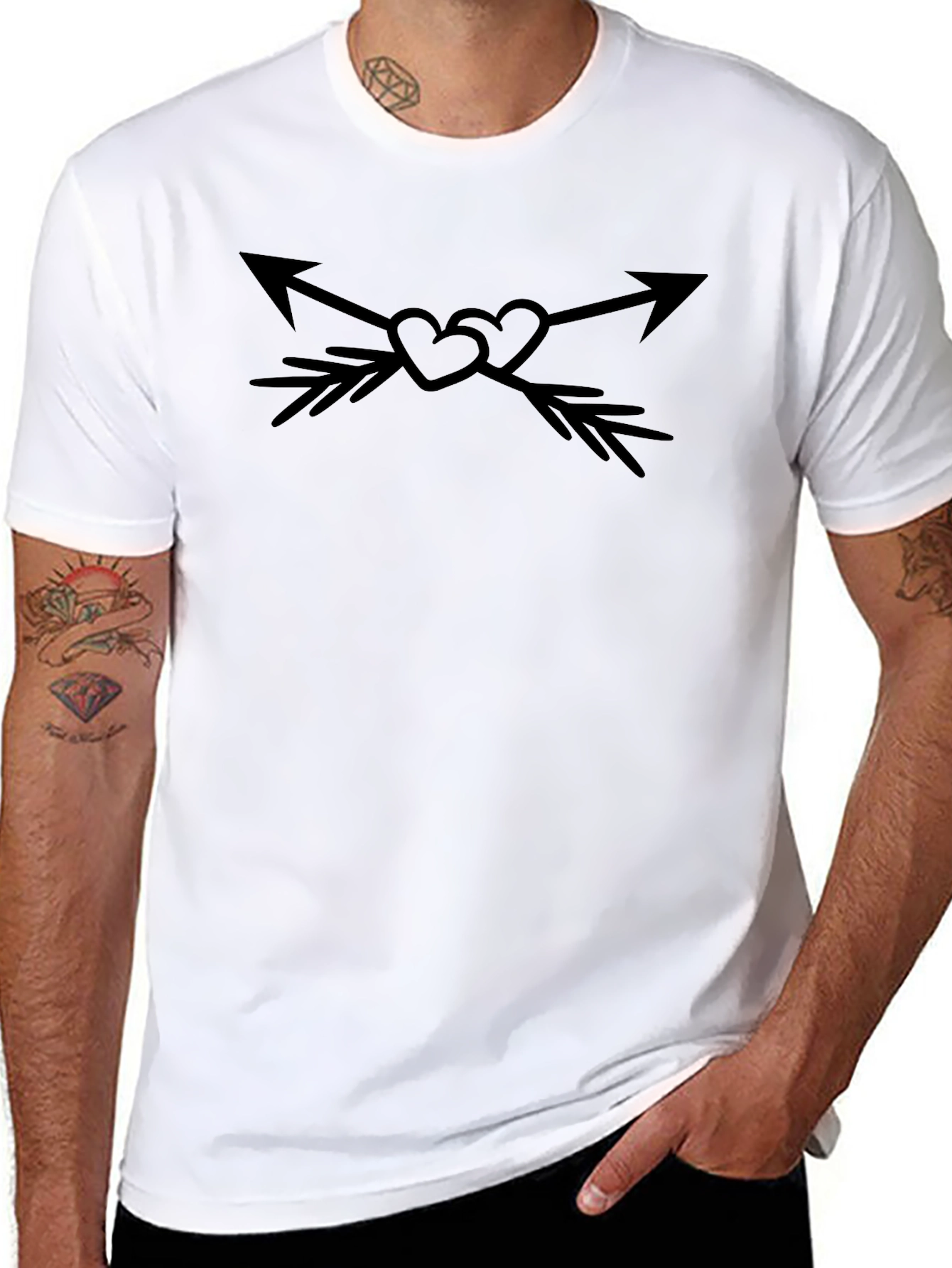 Arrow Heart Graphic Tee - Stylish Black T-Shirt