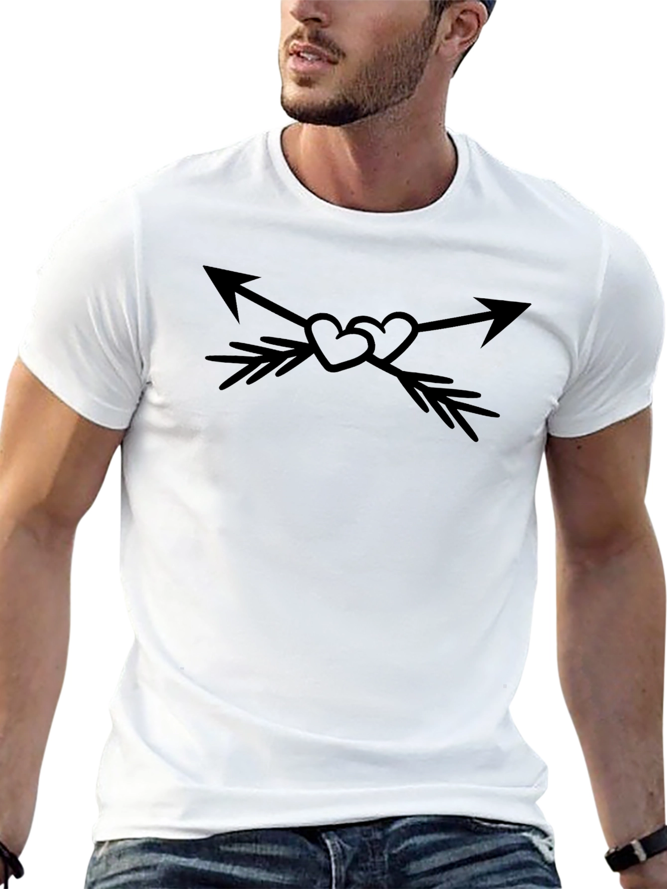 Arrow Heart Graphic Tee - Stylish Black T-Shirt