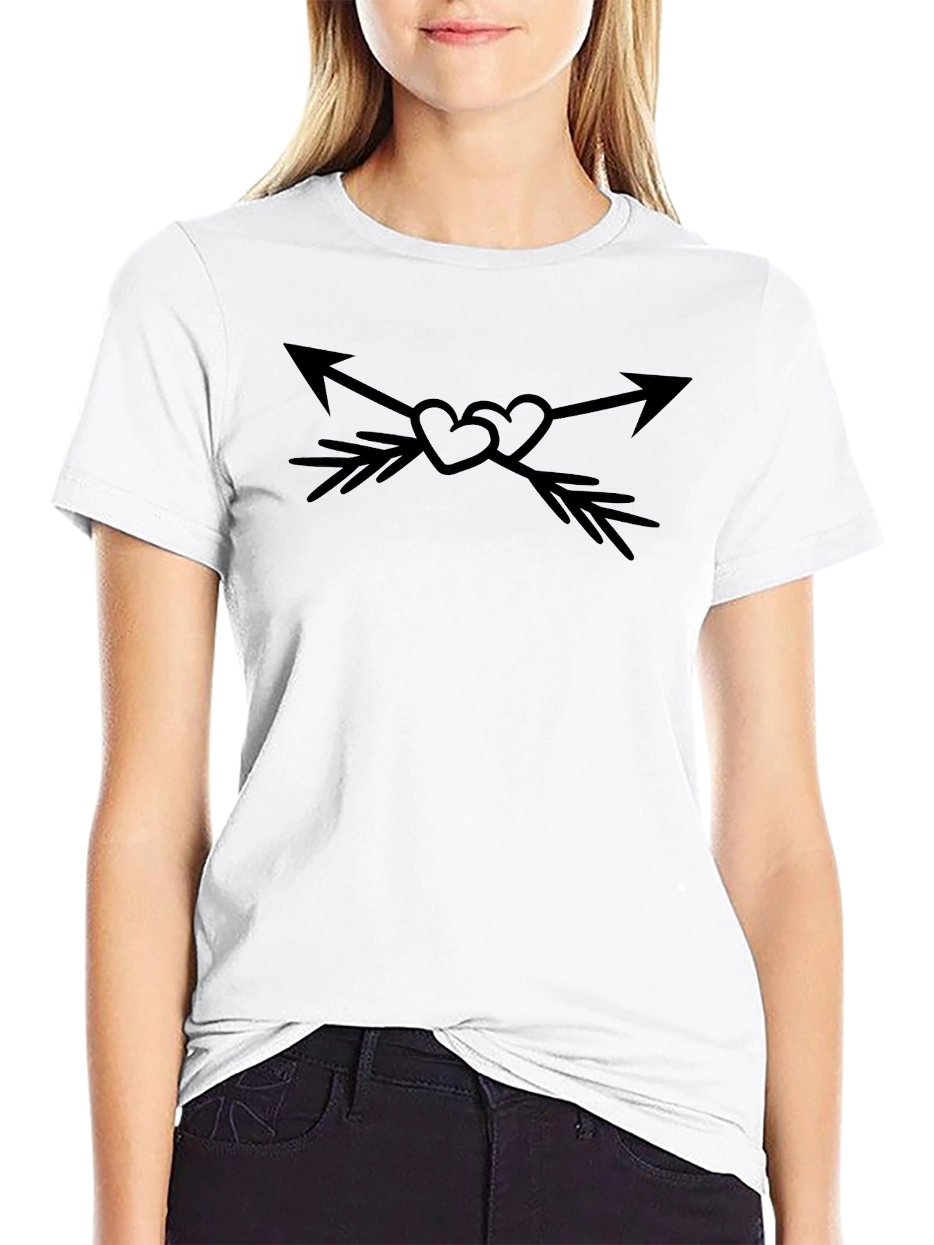 Arrow Heart Graphic Tee - Stylish Black T-Shirt