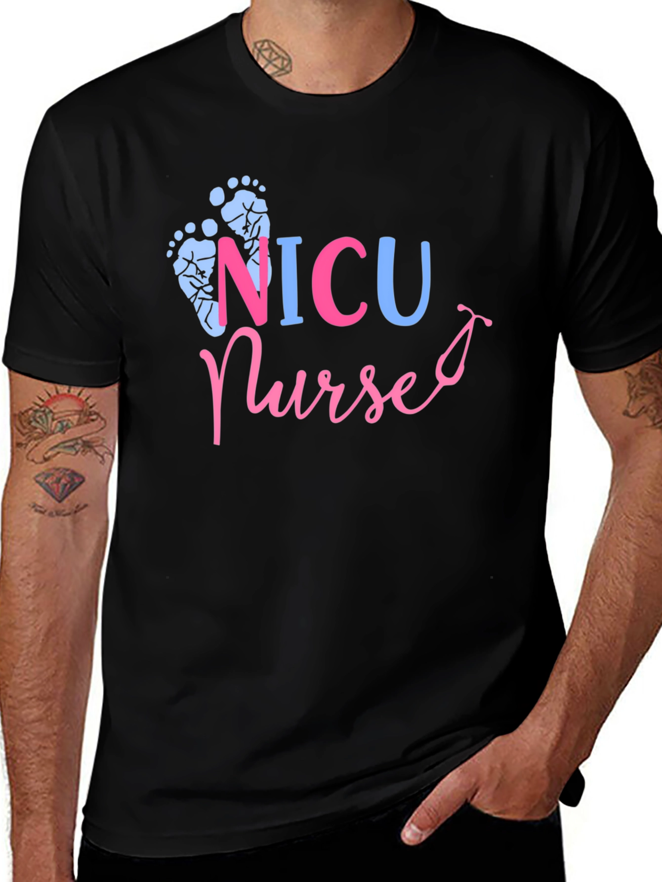 NICU Nurse T-Shirt: Footprint Design