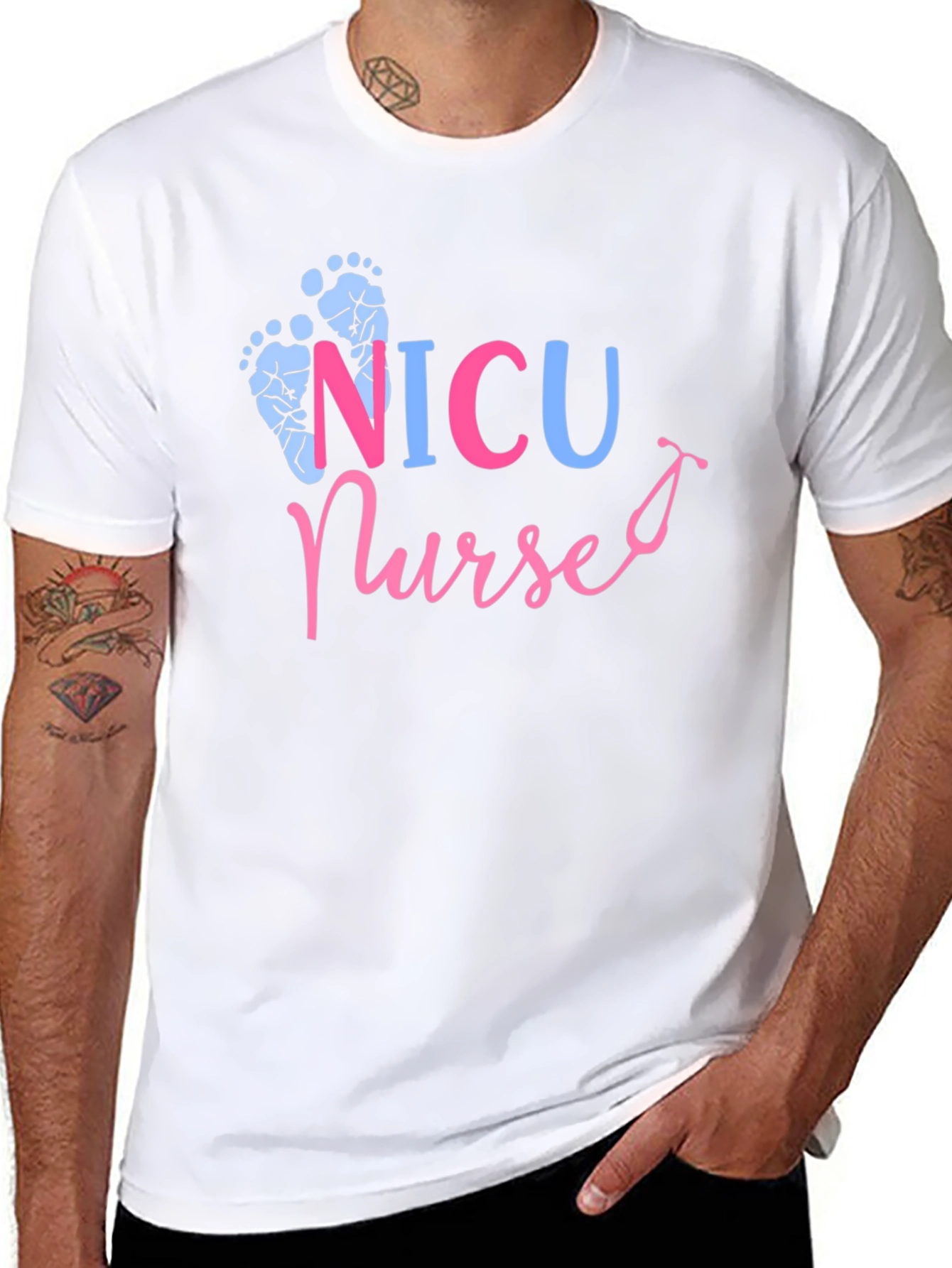 NICU Nurse T-Shirt: Footprint Design