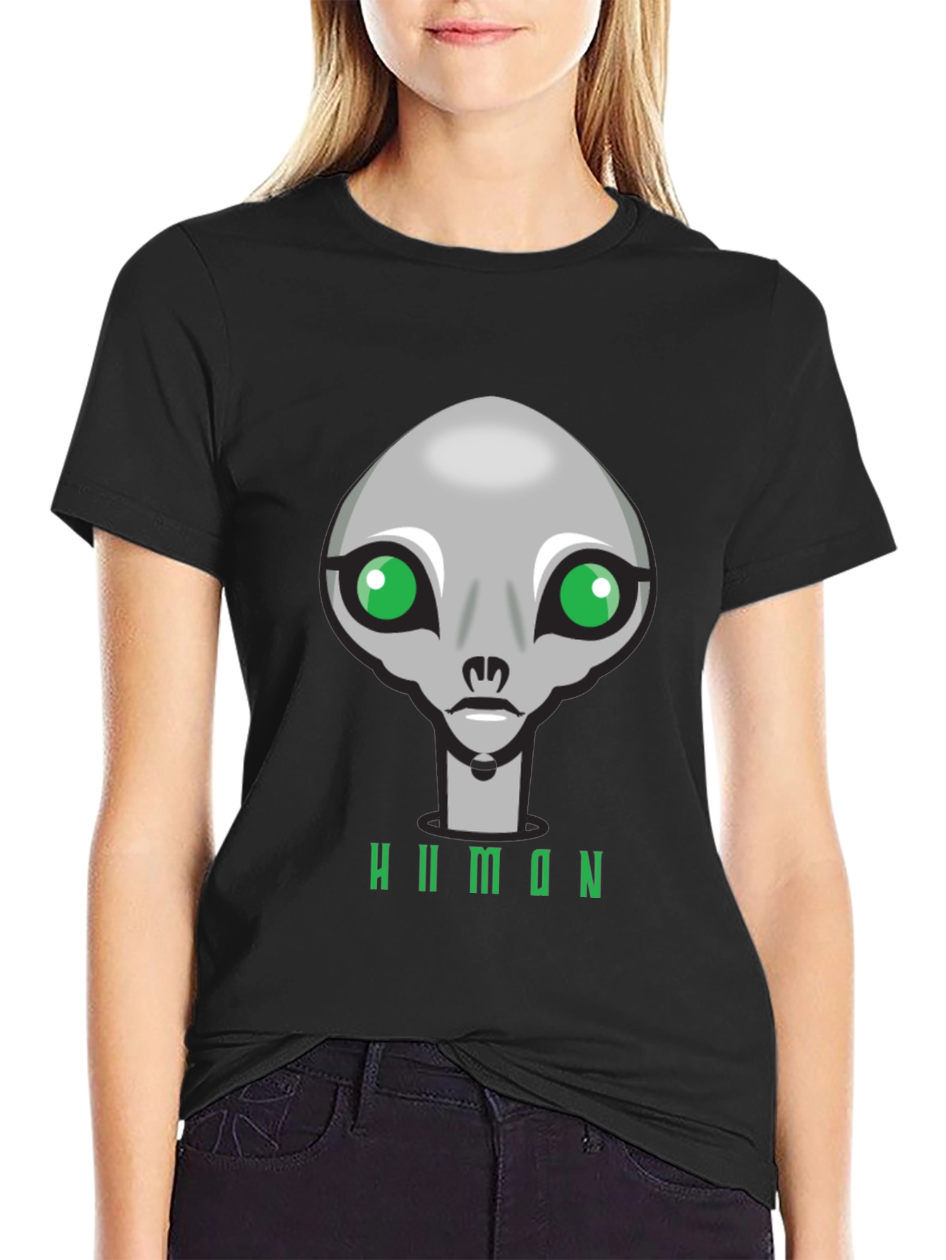 Alien Graphic T-Shirt - Human Design Black Cotton
