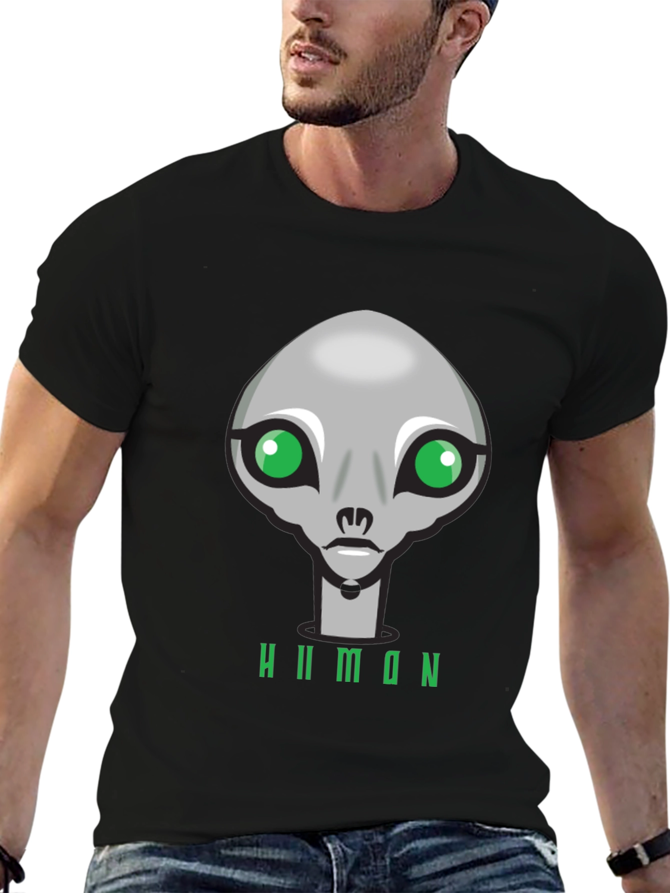 Alien Graphic T-Shirt - Human Design Black Cotton