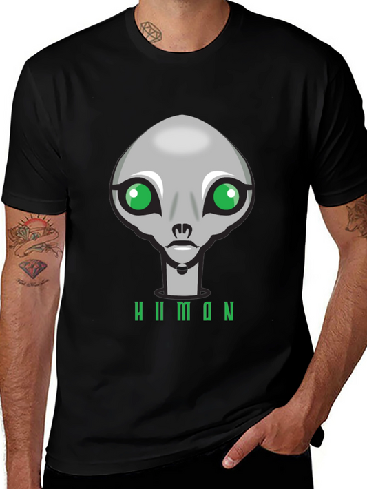Alien Graphic T-Shirt - Human Design Black Cotton