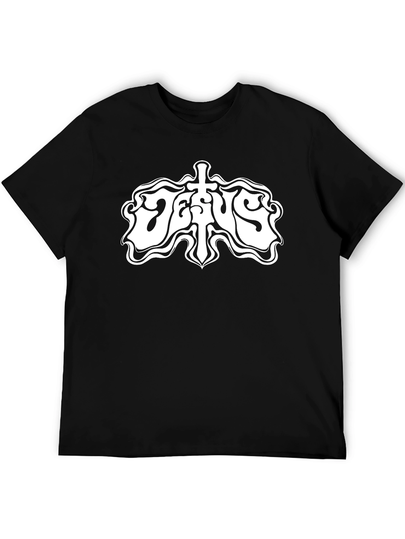 Jesus Graphic Print Black T-Shirt