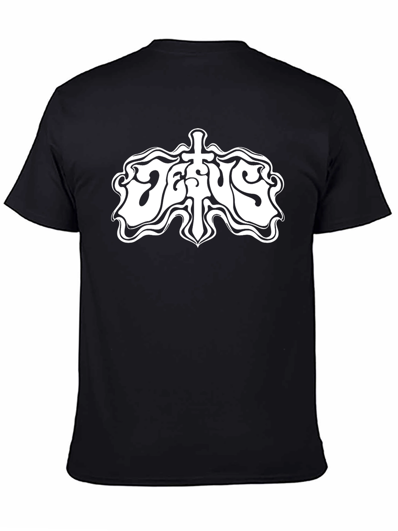 Jesus Graphic Print Black T-Shirt