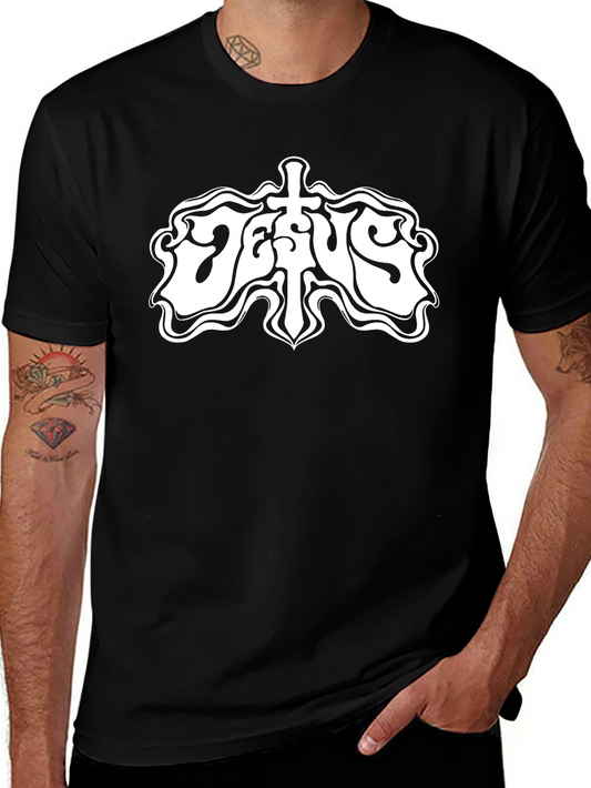 Jesus Graphic Print Black T-Shirt