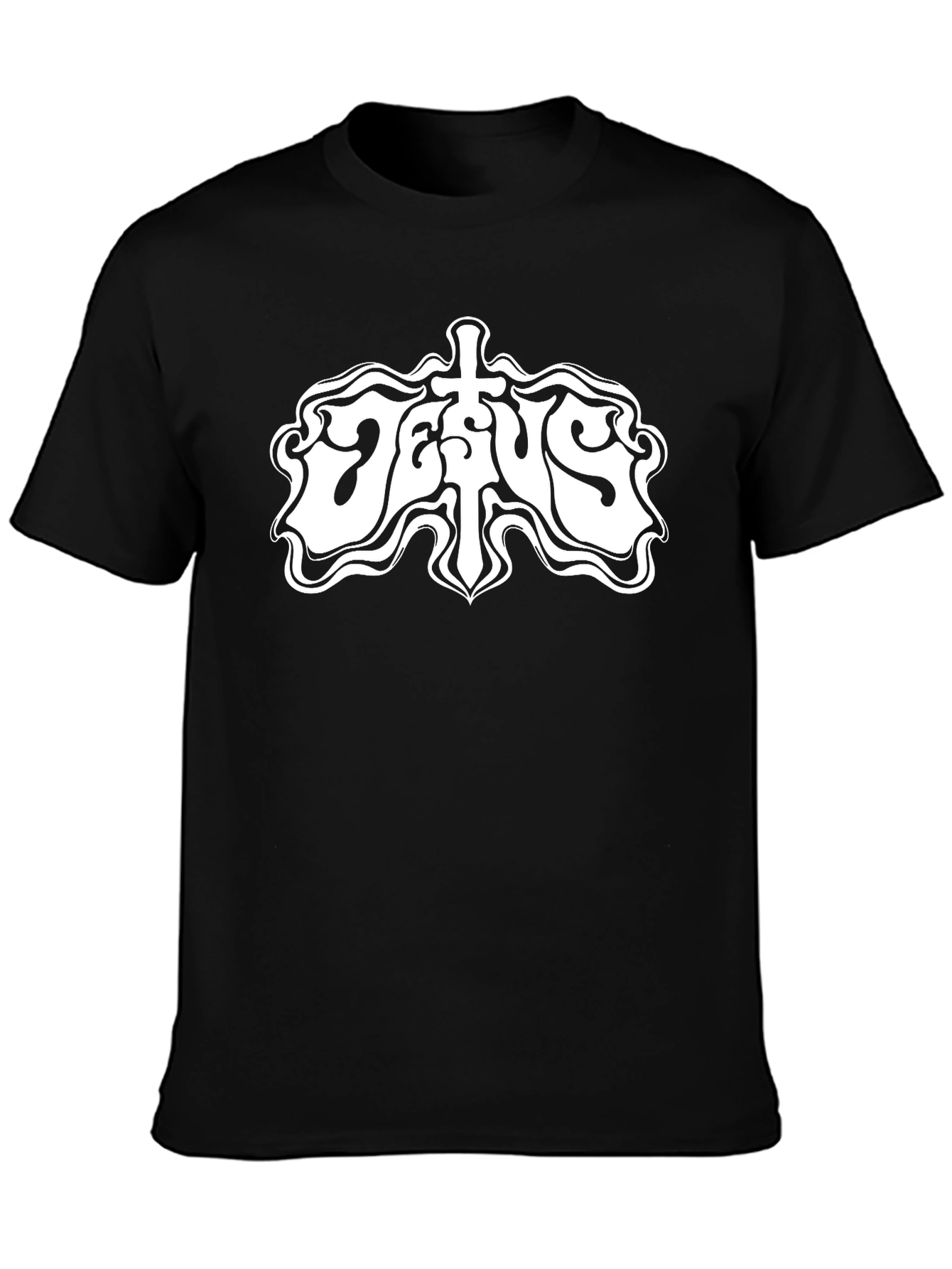 Jesus Graphic Print Black T-Shirt