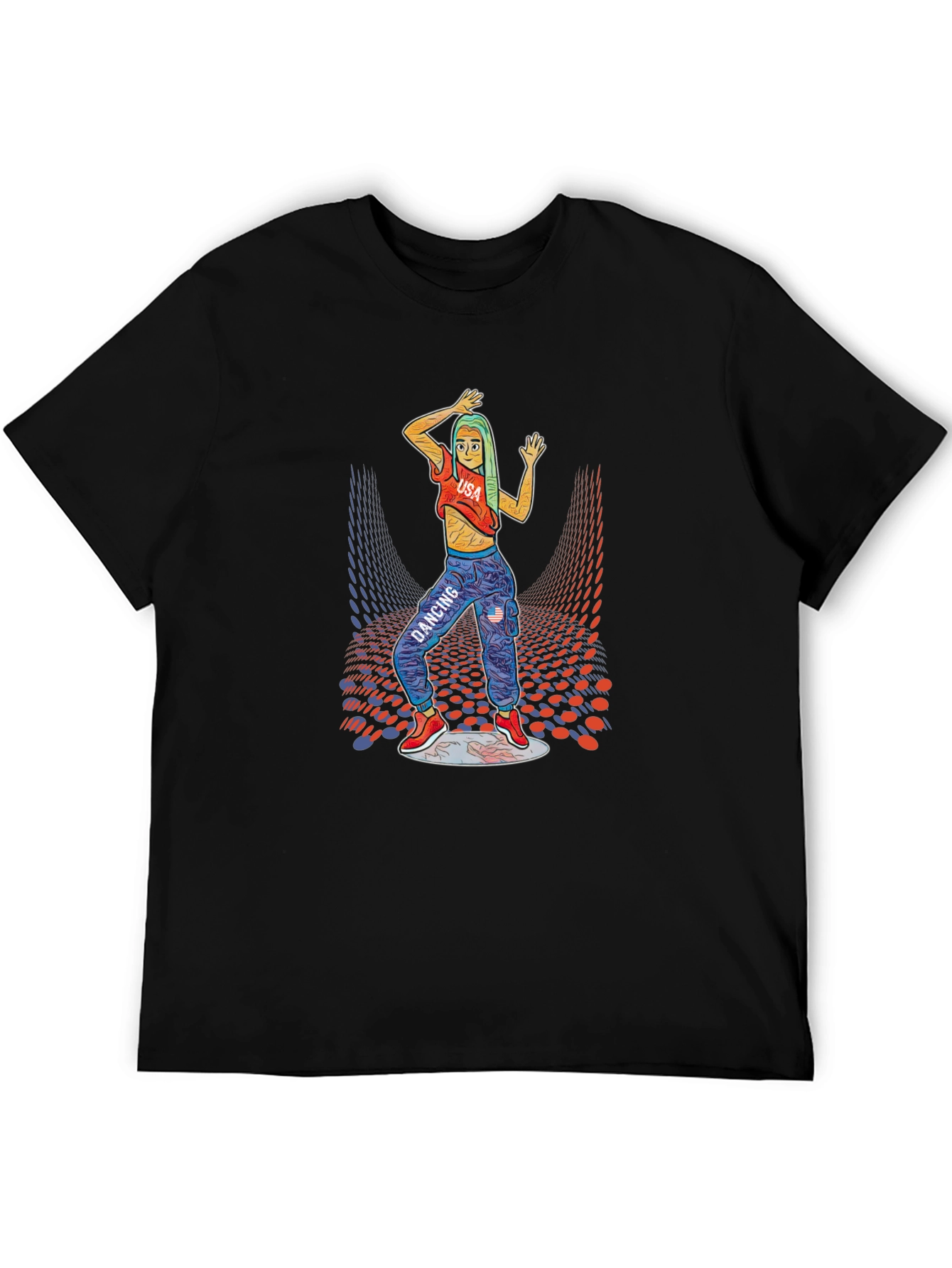 Dancing Girl Graphic Print Black T-Shirt