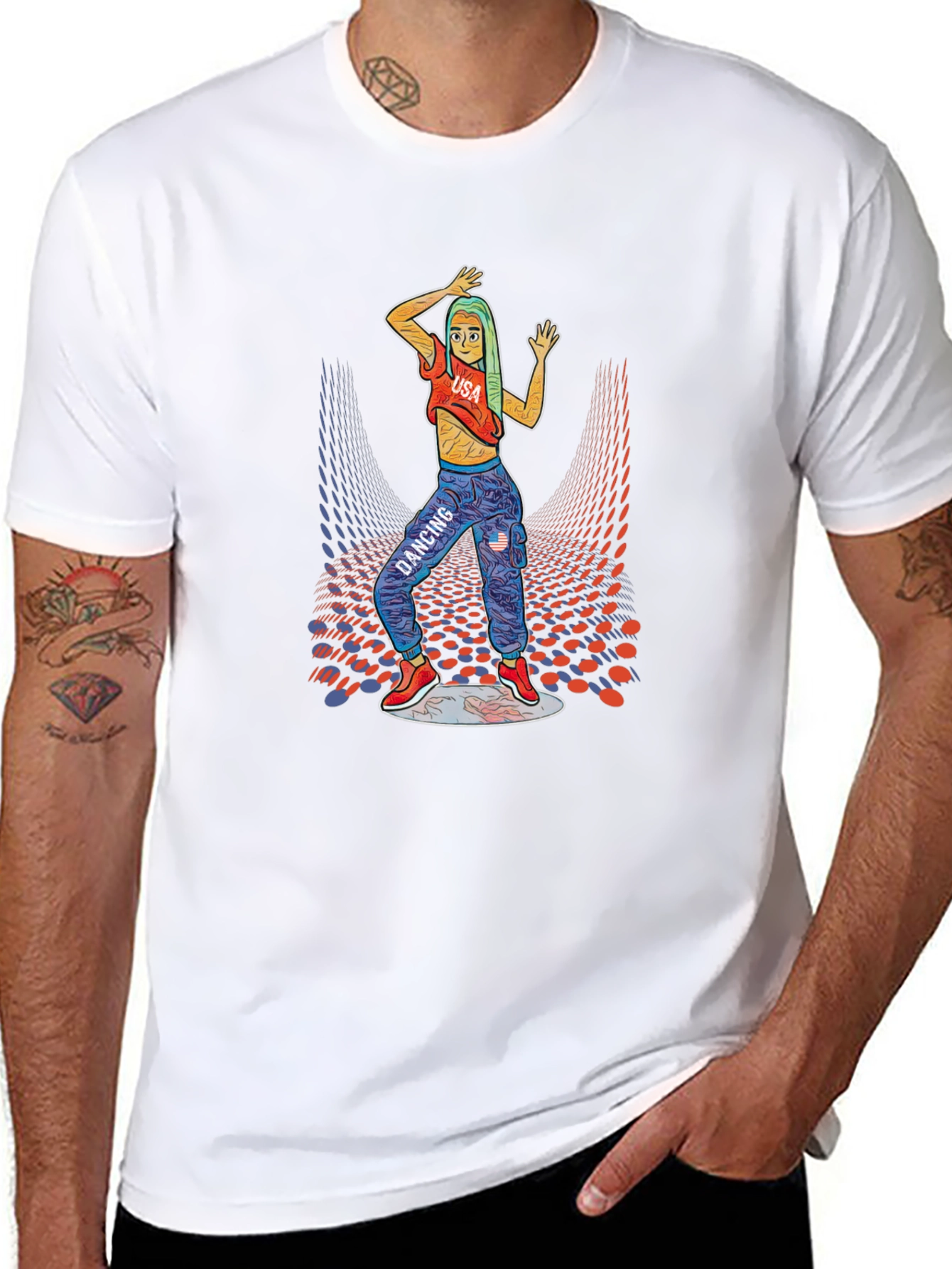 Dancing Girl Graphic Print Black T-Shirt