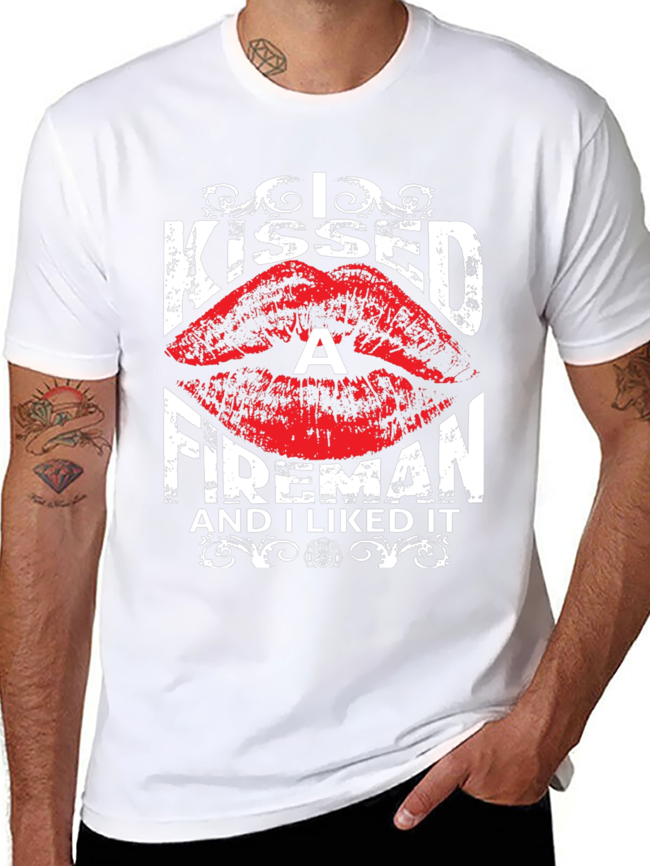 I Kissed a Fireman T-Shirt - Funny Firefighter Tee