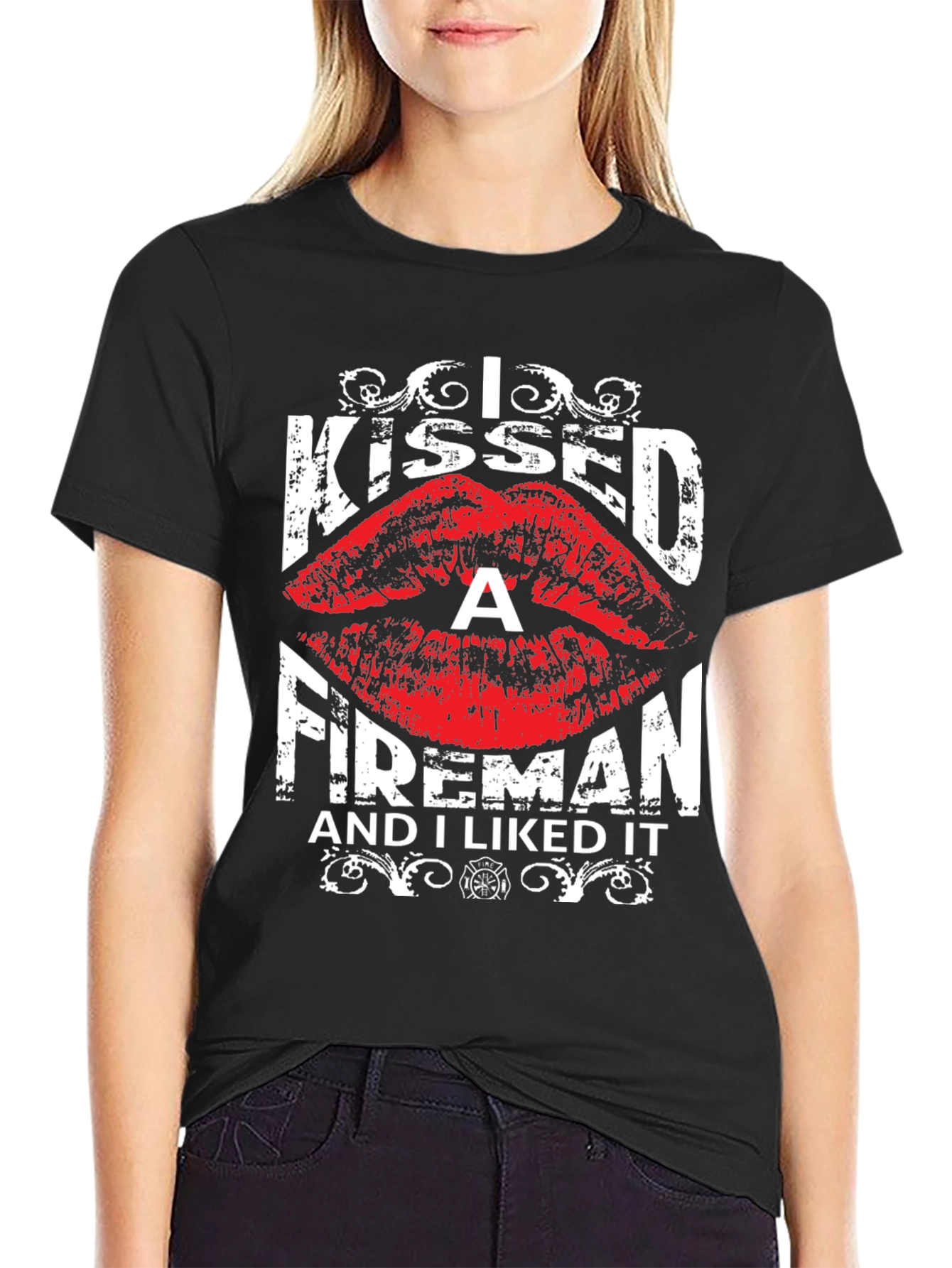 I Kissed a Fireman T-Shirt - Funny Firefighter Tee