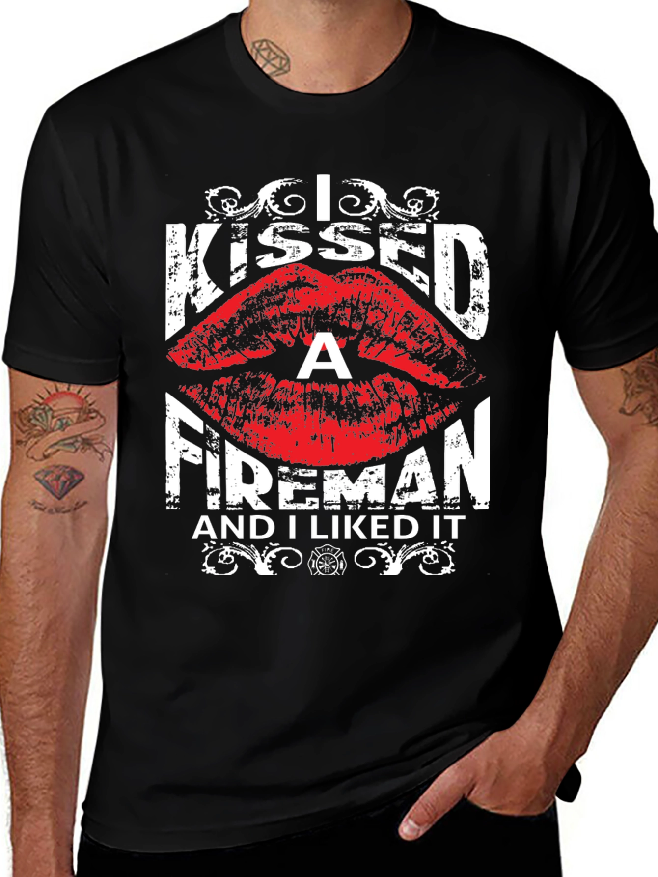 I Kissed a Fireman T-Shirt - Funny Firefighter Tee