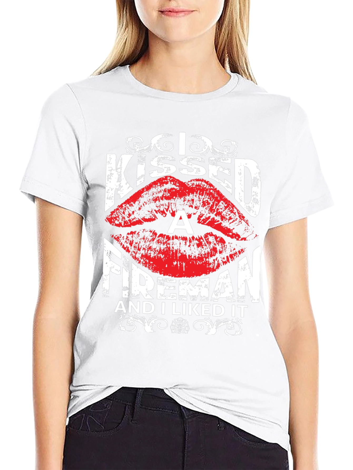 I Kissed a Fireman T-Shirt - Funny Firefighter Tee
