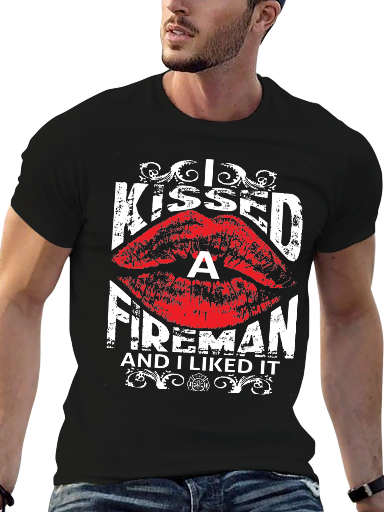 I Kissed a Fireman T-Shirt - Funny Firefighter Tee