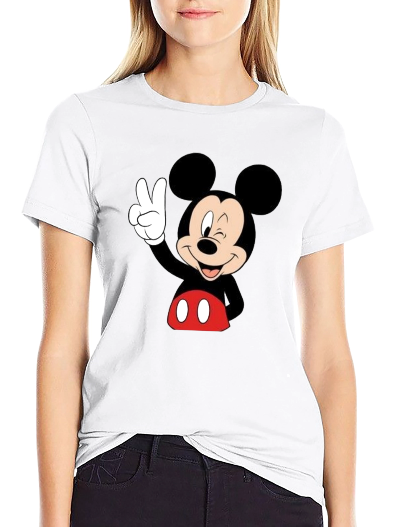 Mickey Mouse Peace Sign Black T-Shirt