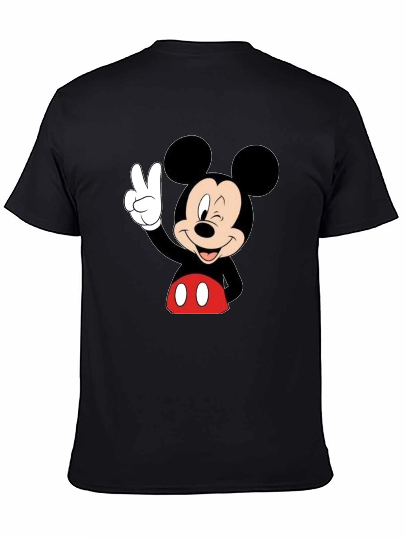 Mickey Mouse Peace Sign Black T-Shirt