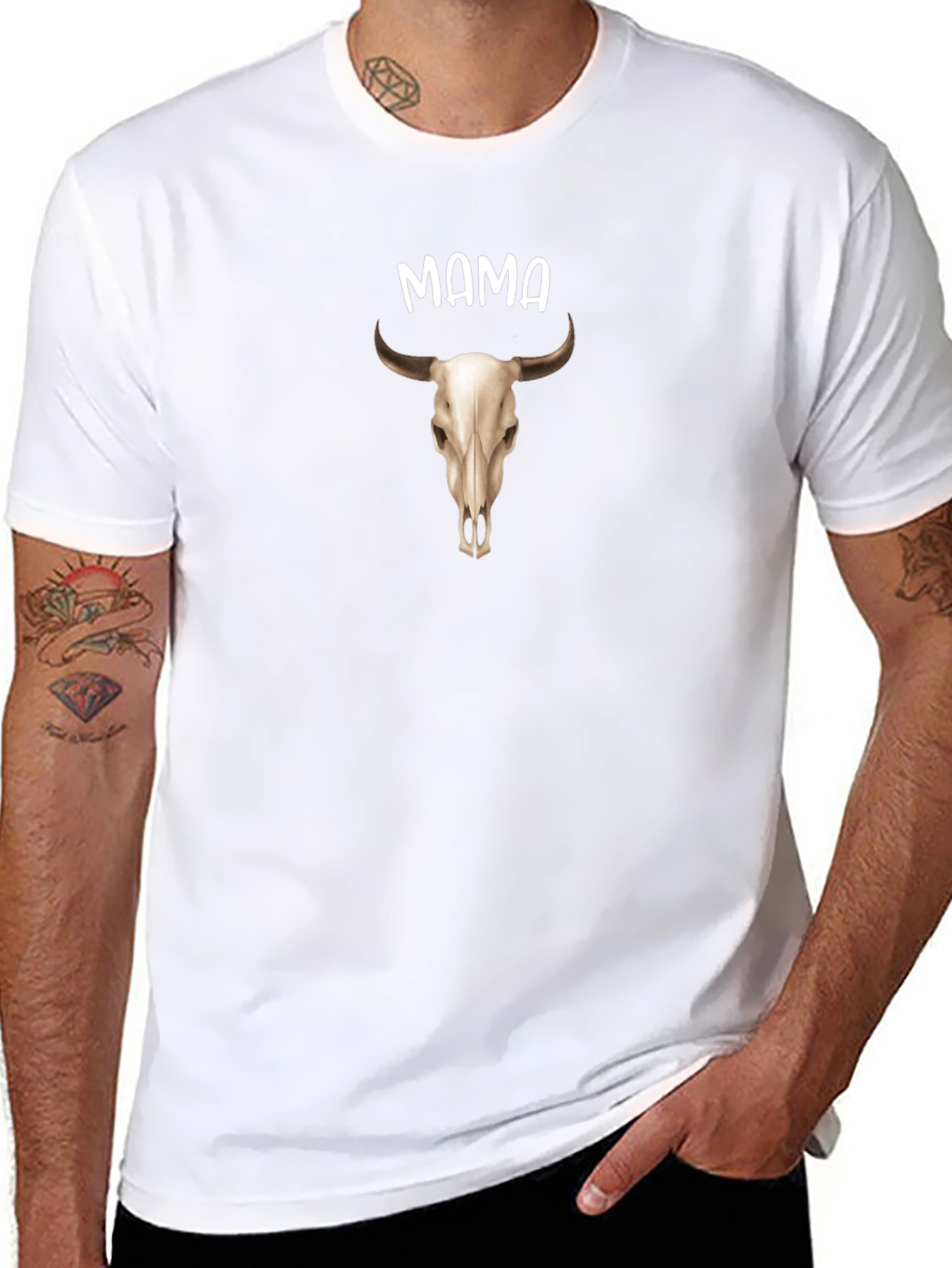 Mama Bull Skull Graphic Tee - Western Style