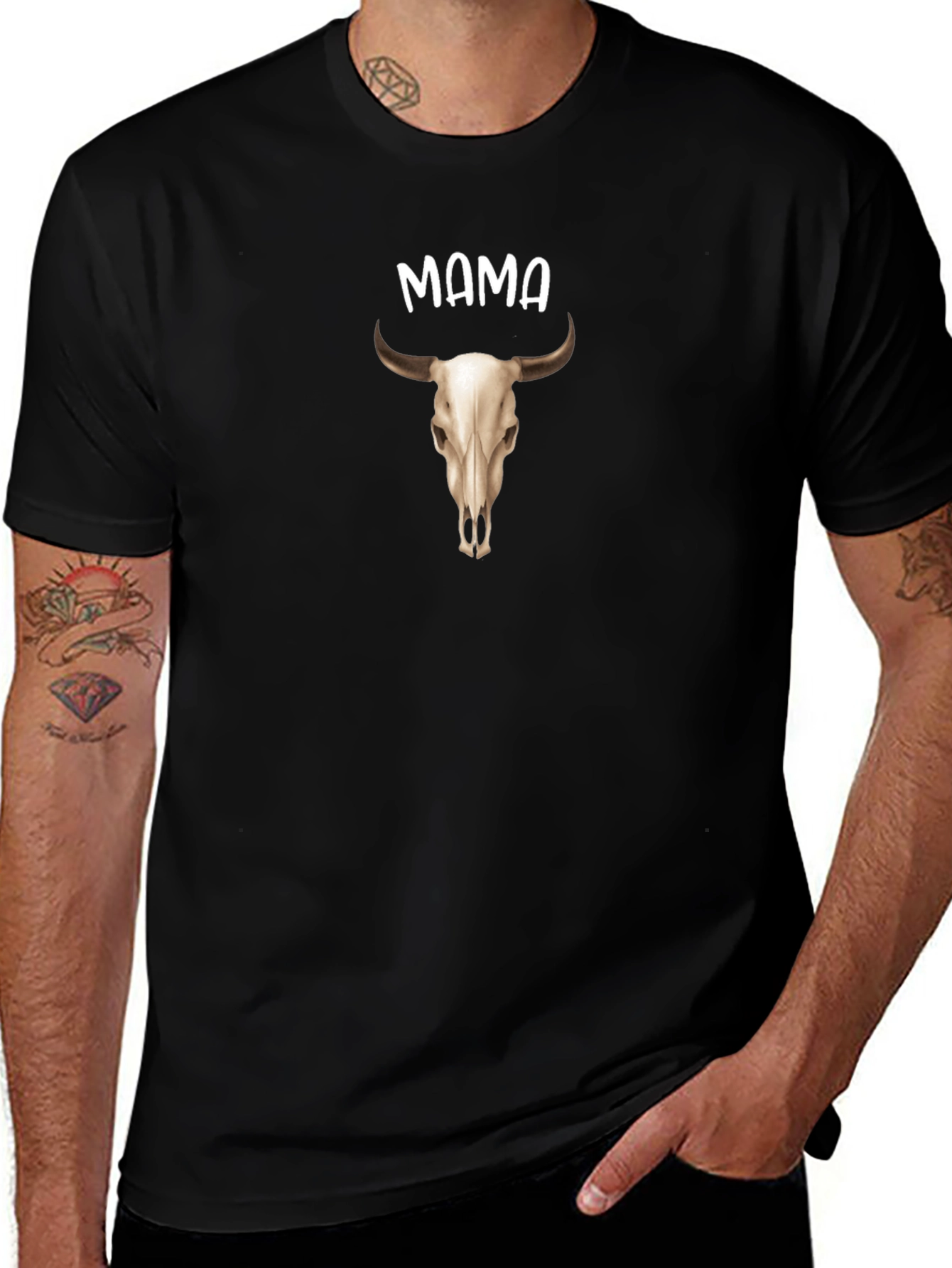 Mama Bull Skull Graphic Tee - Western Style