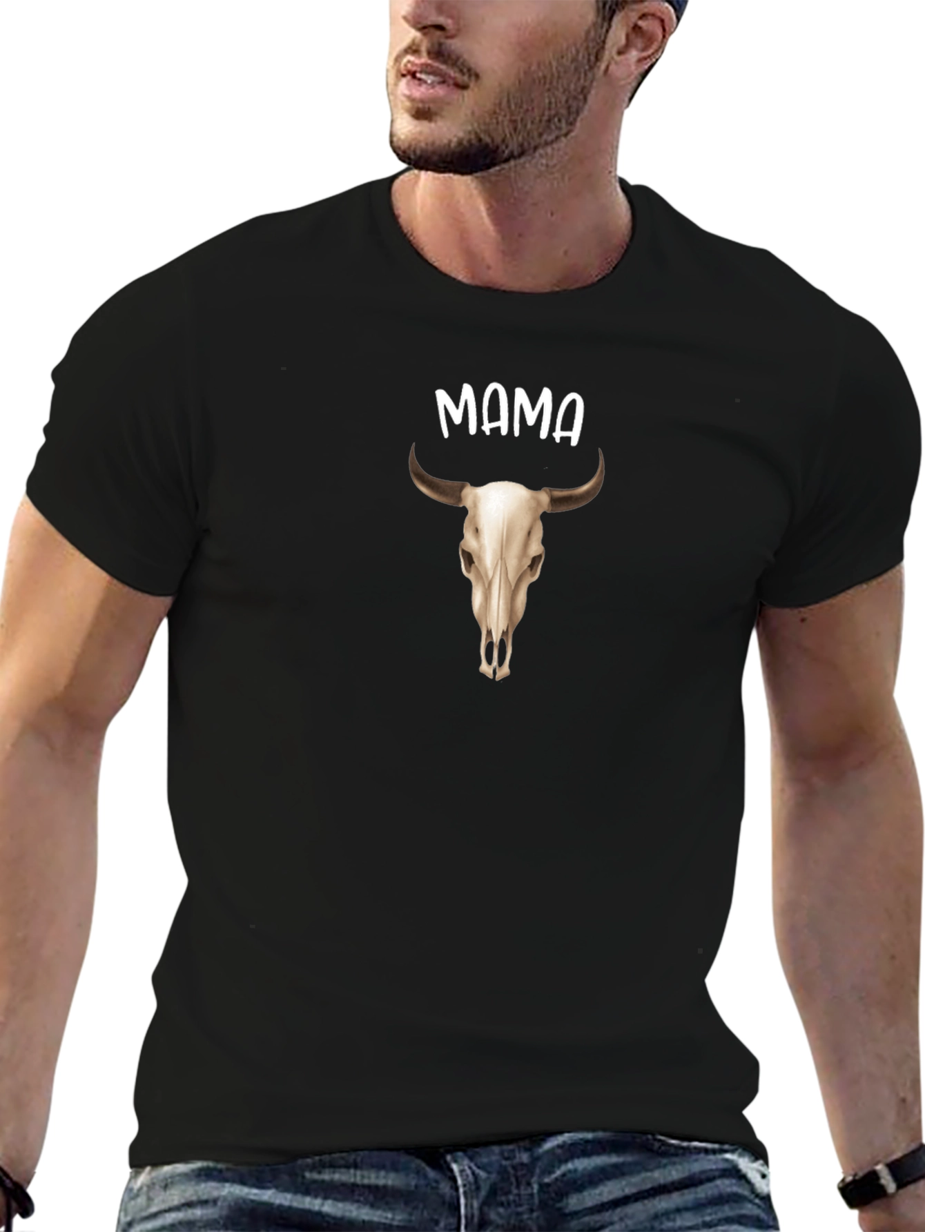 Mama Bull Skull Graphic Tee - Western Style