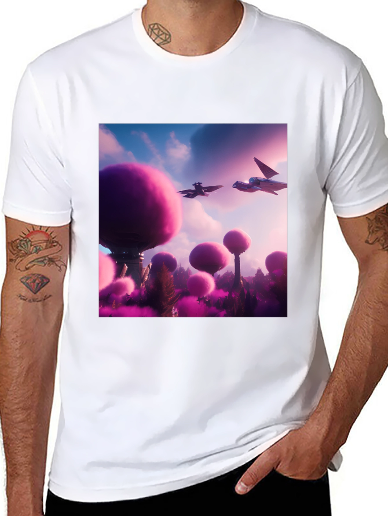 Sci-Fi Landscape Black T-Shirt