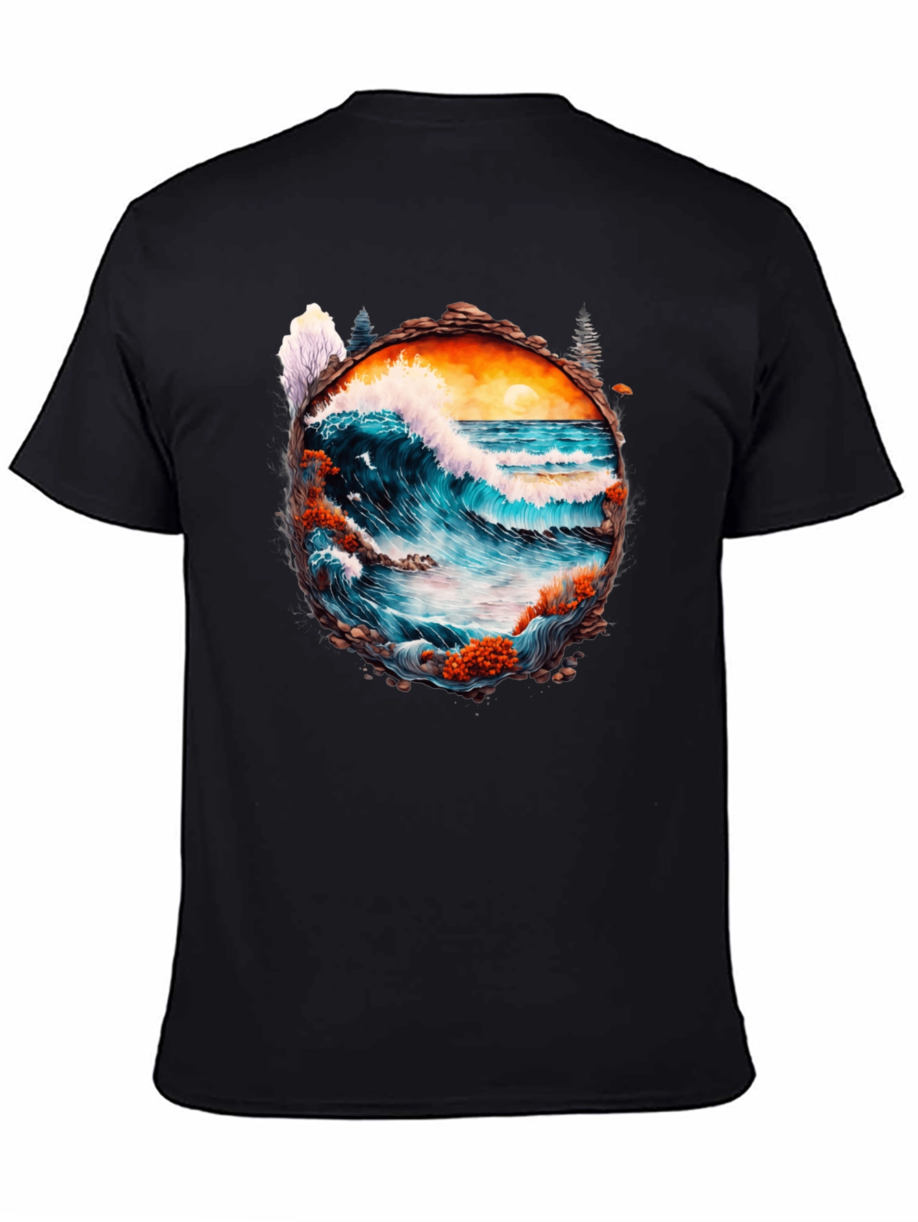 Ocean Wave Graphic Tee - Artistic Nature Design