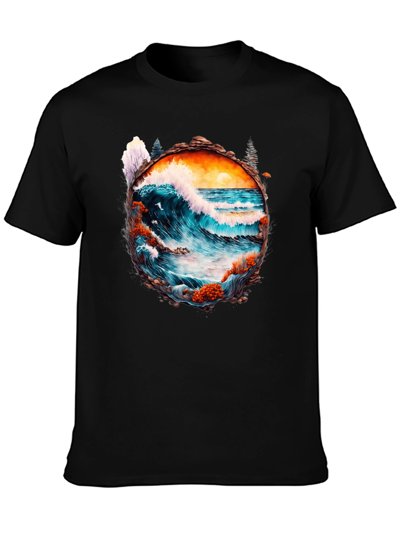 Ocean Wave Graphic Tee - Artistic Nature Design