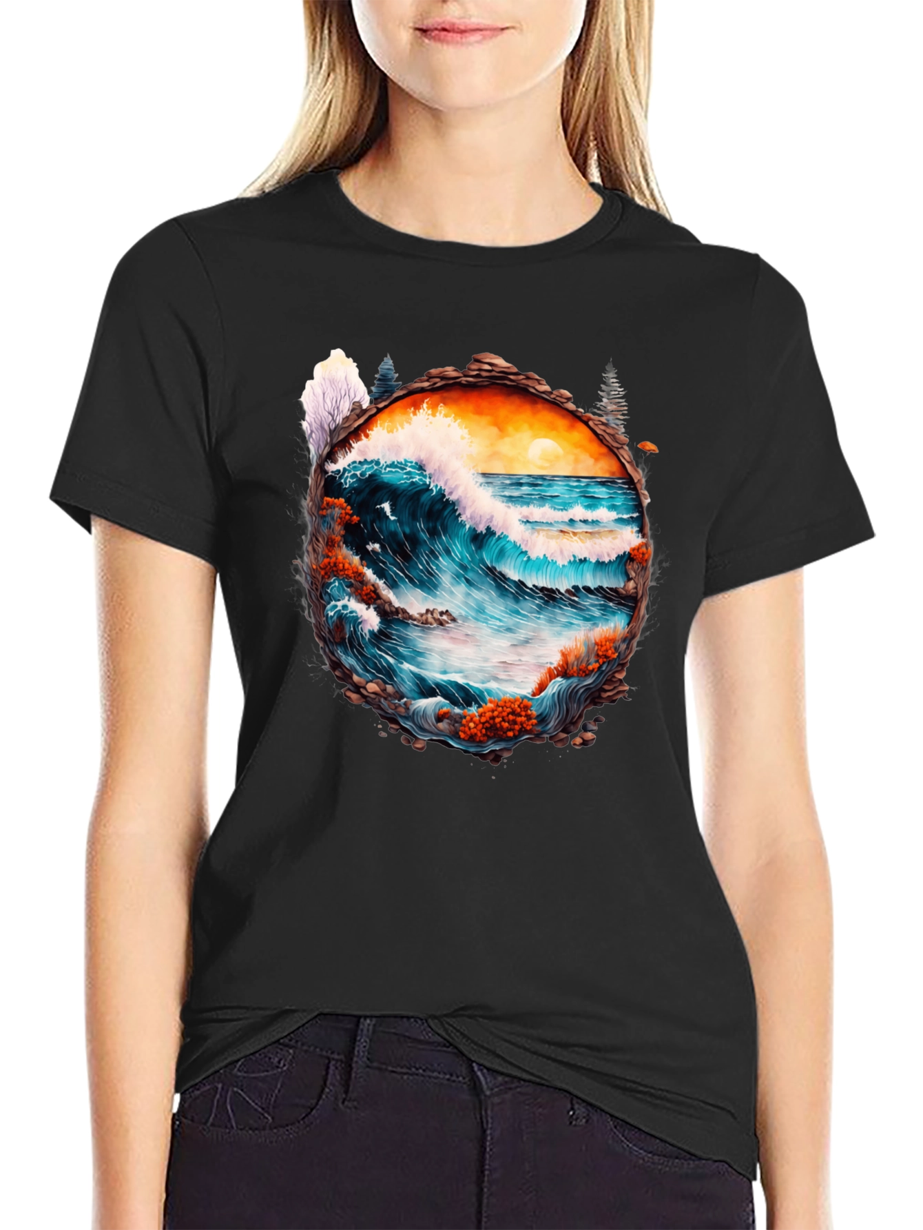 Ocean Wave Graphic Tee - Artistic Nature Design