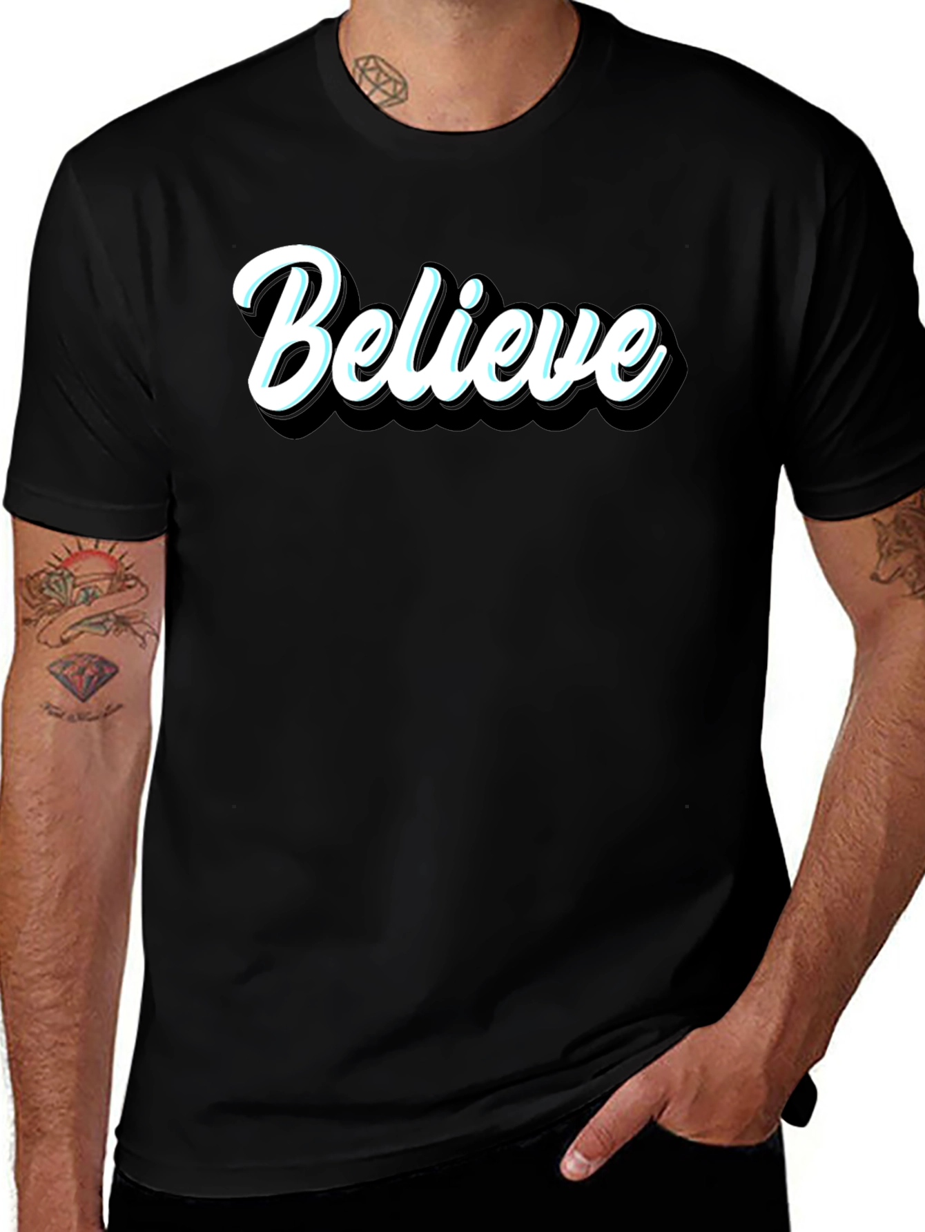 Believe Black Graphic T-Shirt