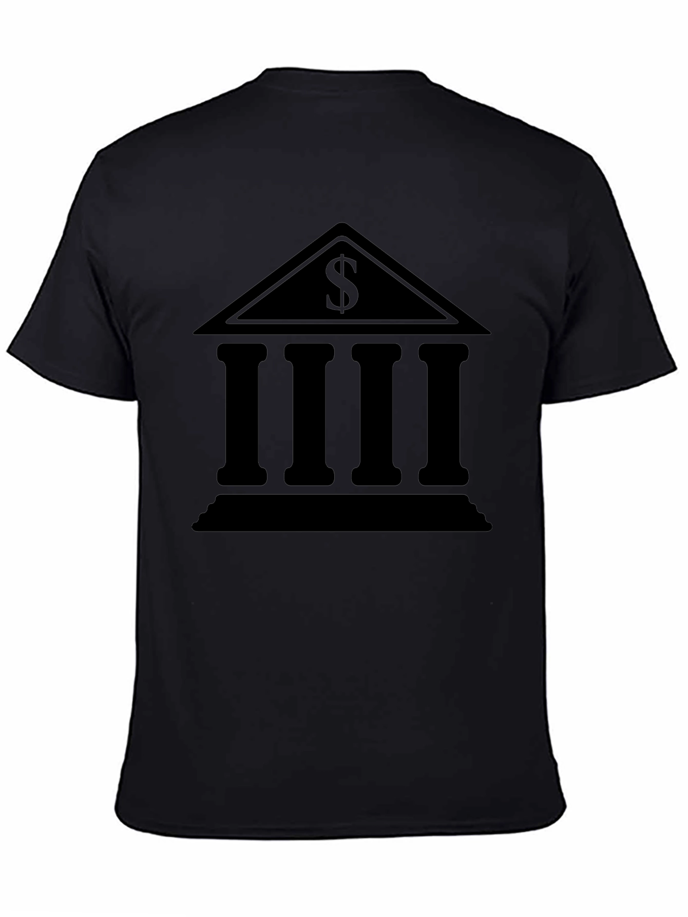 Bank Building Dollar Sign Graphic Black T-Shirt