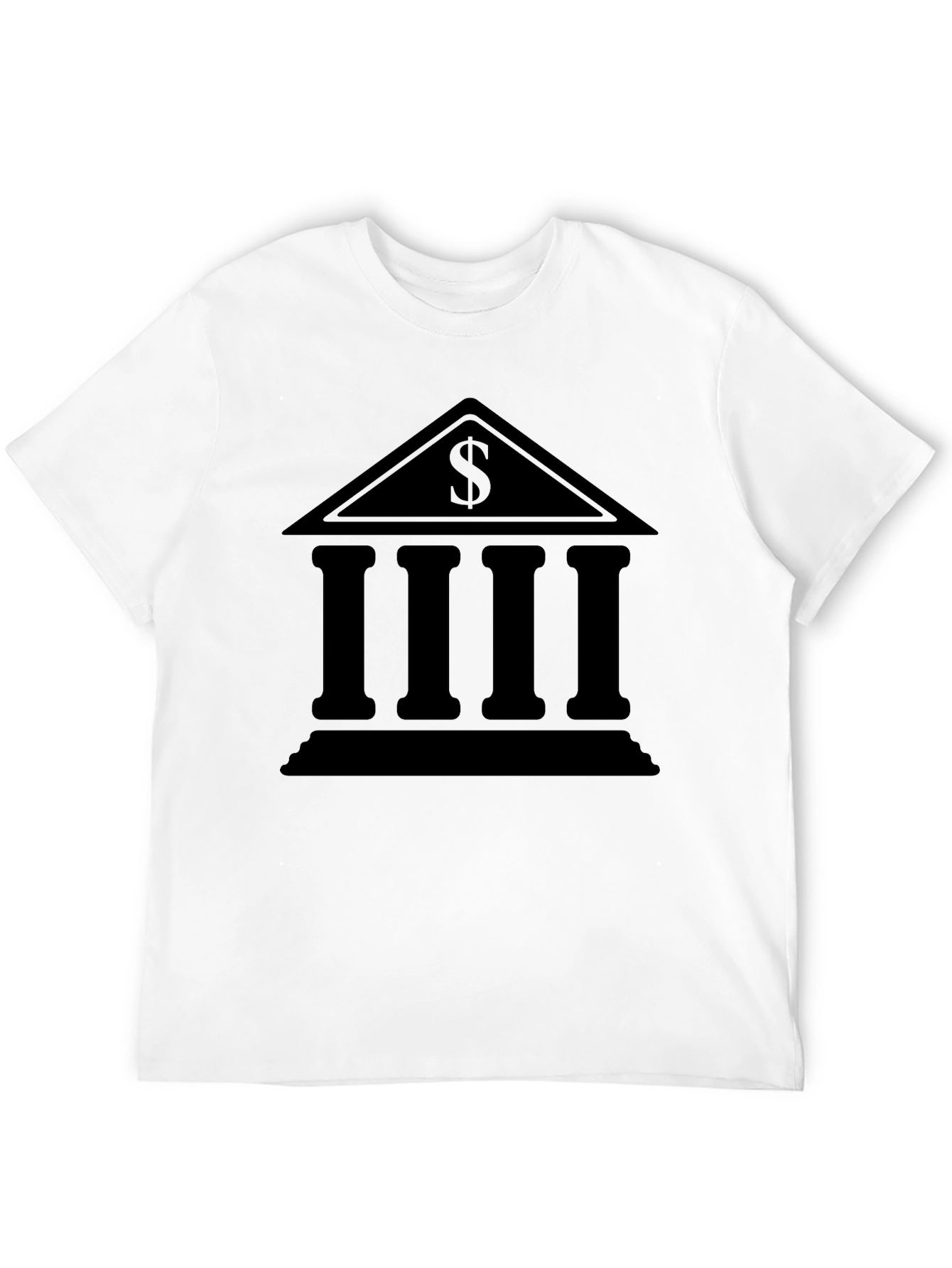 Bank Building Dollar Sign Graphic Black T-Shirt