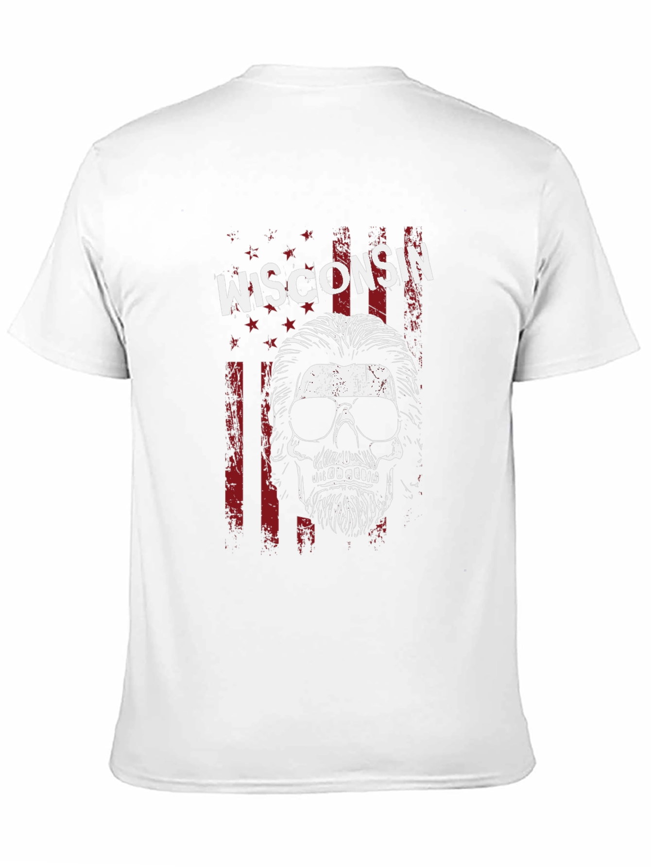 Wisconsin Skull Graphic Tee - USA Patriotic Shirt