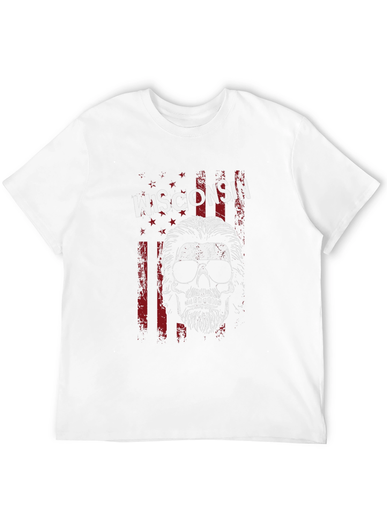 Wisconsin Skull Graphic Tee - USA Patriotic Shirt