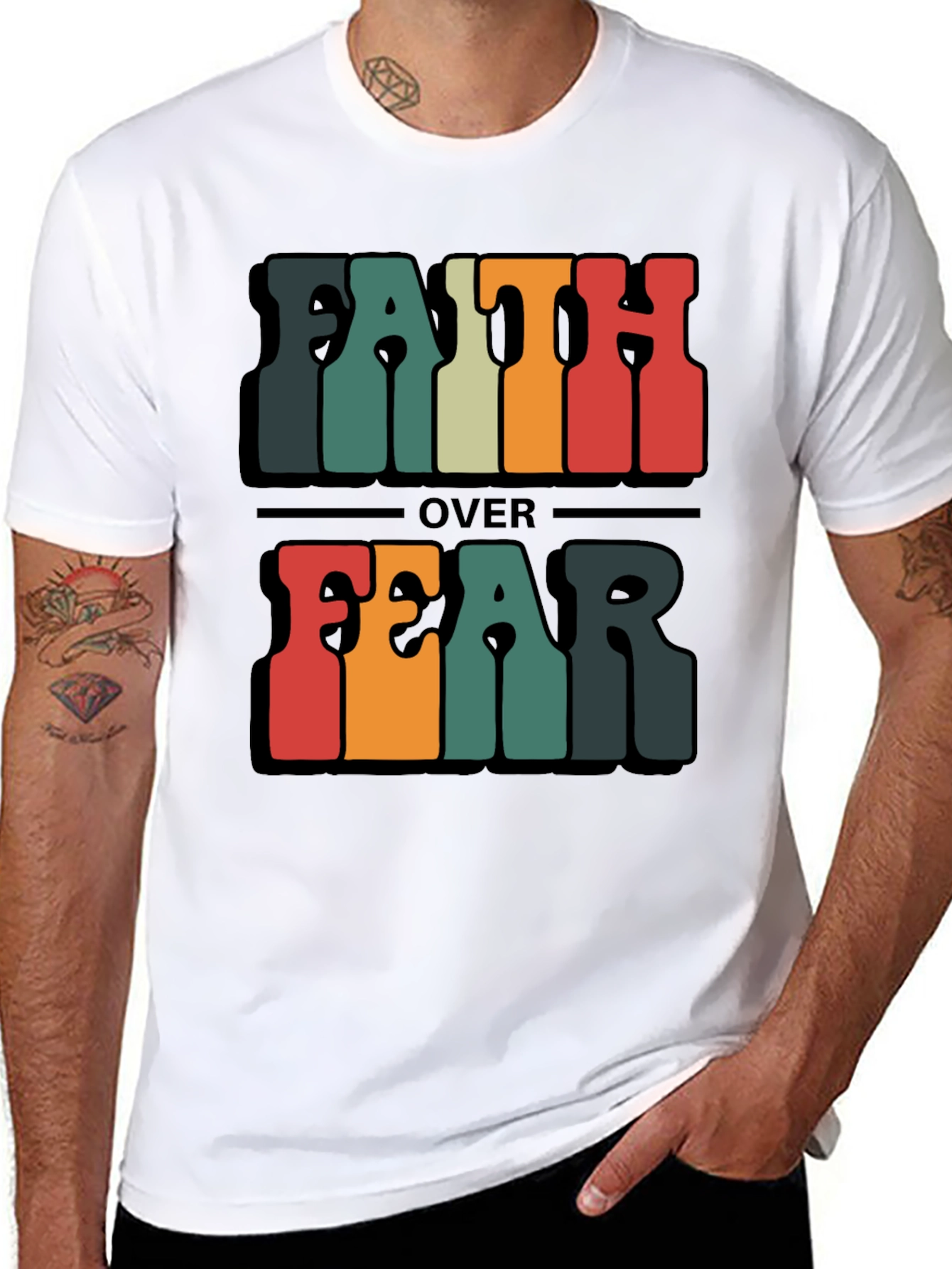 Faith Over Fear Graphic T-Shirt - Religious Apparel