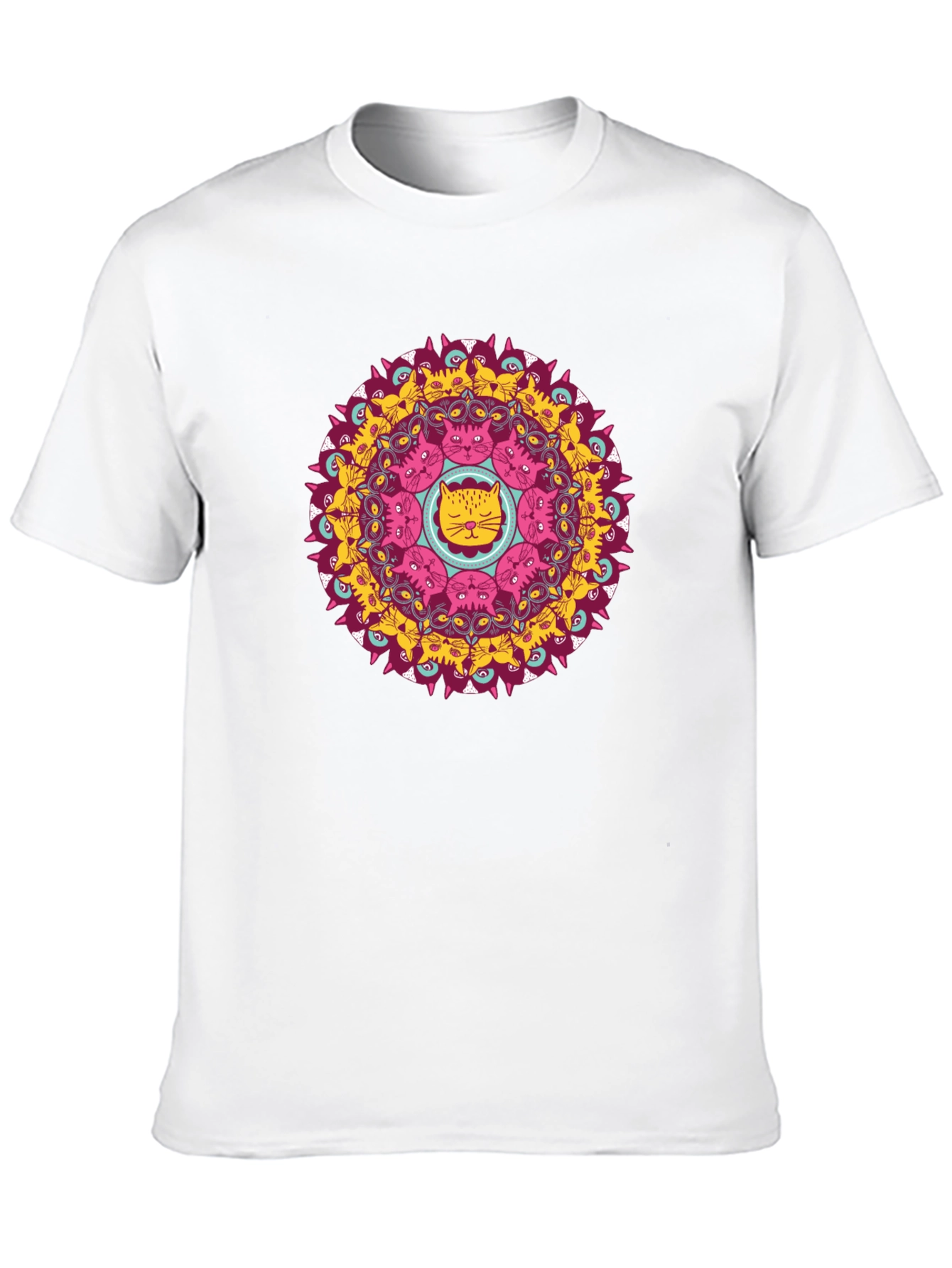 Cat Mandala Black T-Shirt - Unique Graphic Tee