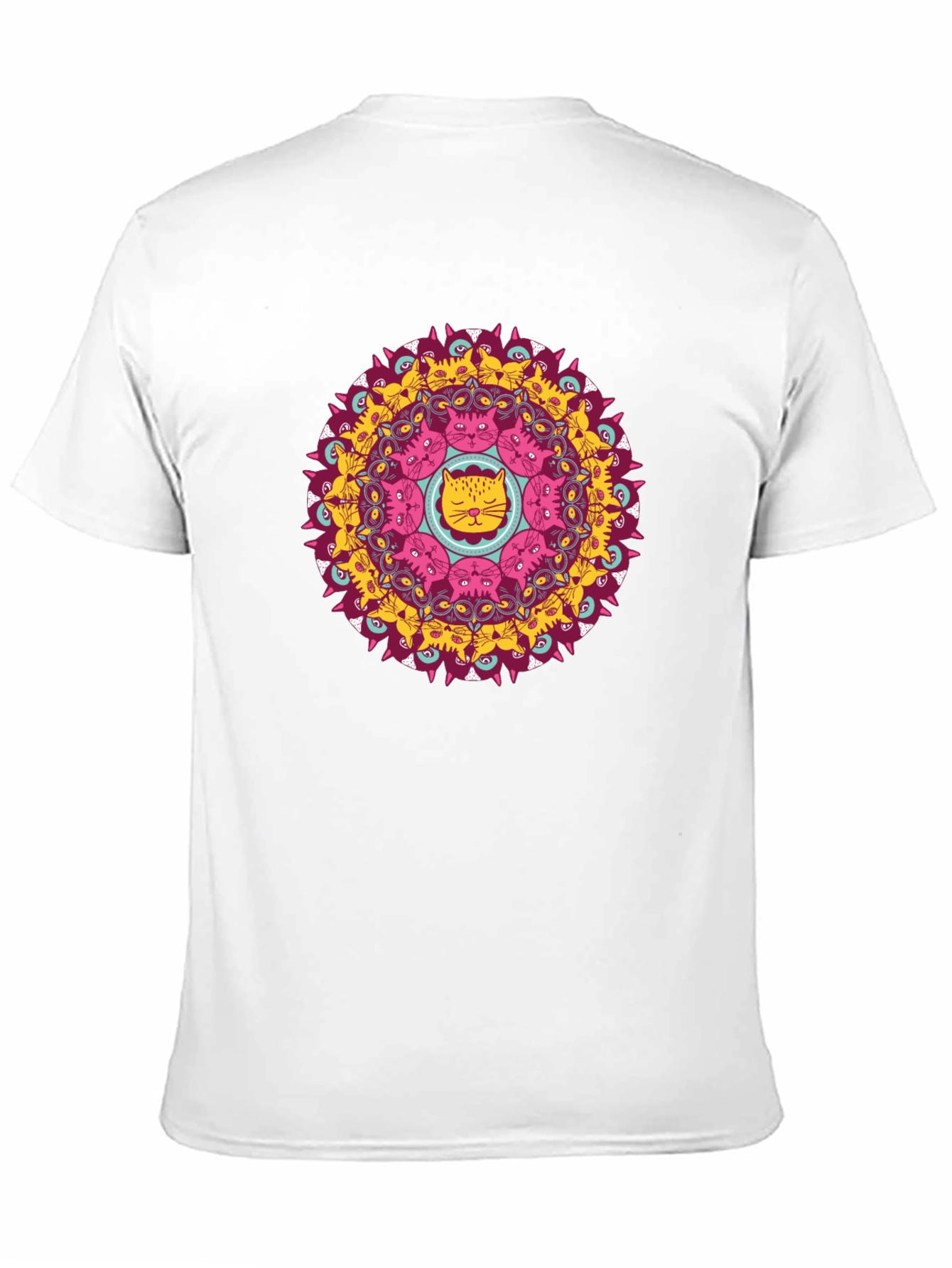 Cat Mandala Black T-Shirt - Unique Graphic Tee