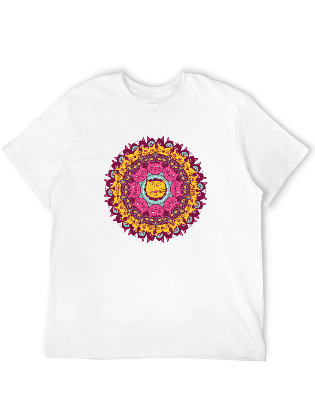 Cat Mandala Black T-Shirt - Unique Graphic Tee