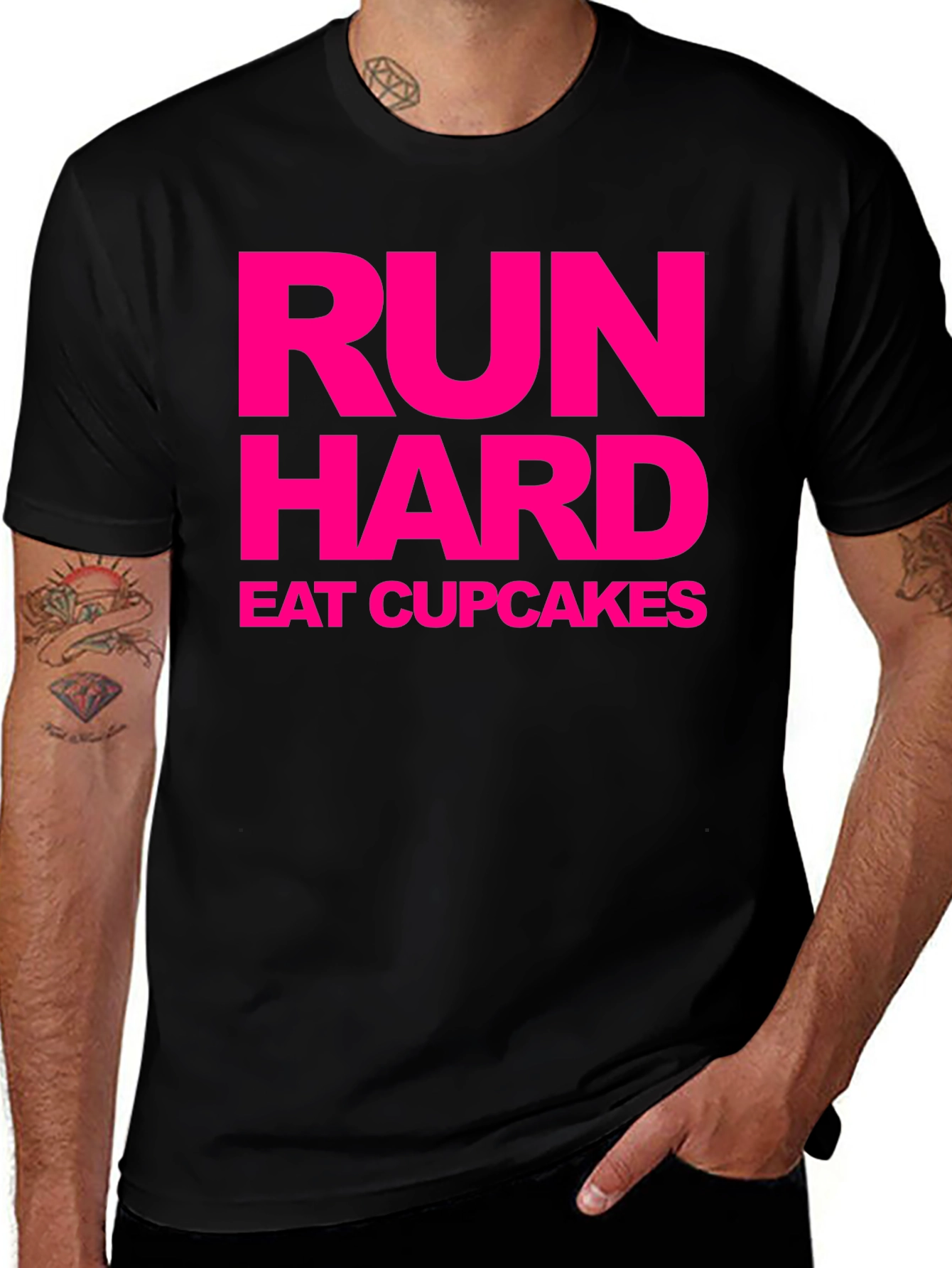 Run Hard Eat Cupcakes Black Tee