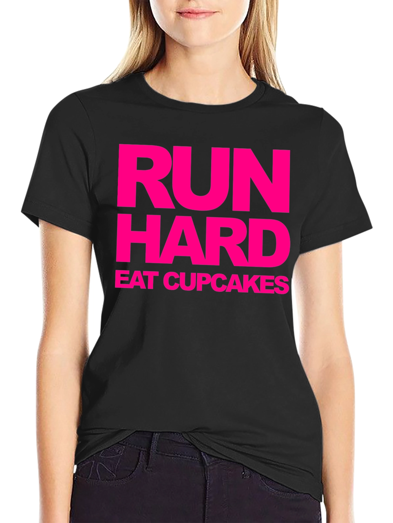 Run Hard Eat Cupcakes Black Tee