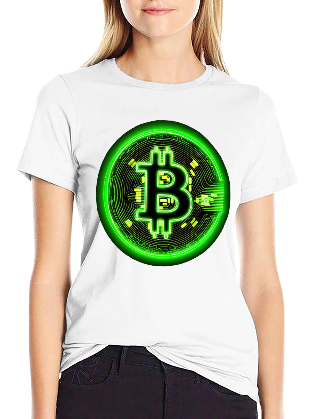 Bitcoin Neon Graphic Black T-Shirt