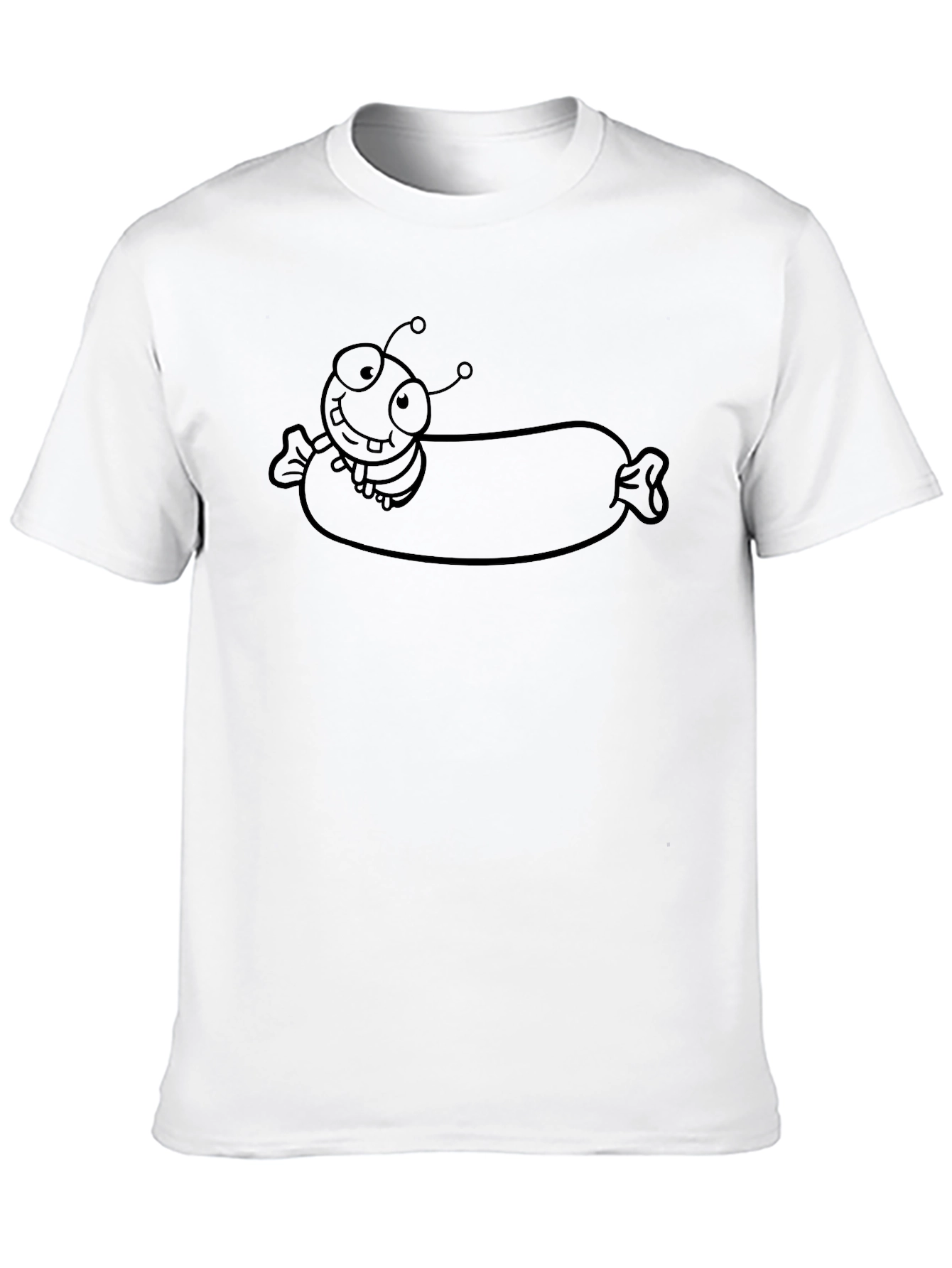 Cartoon Insect on a Sausage T-Shirt - Black