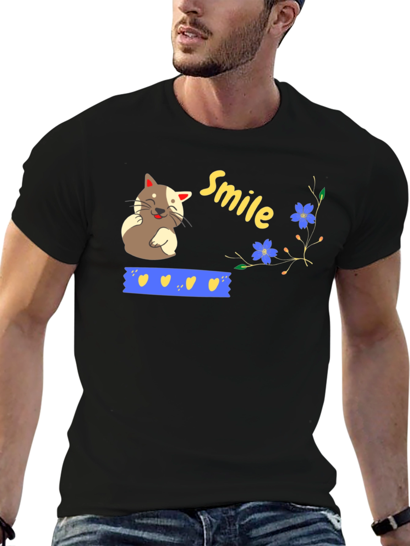 Cute Cat Smile Graphic T-Shirt